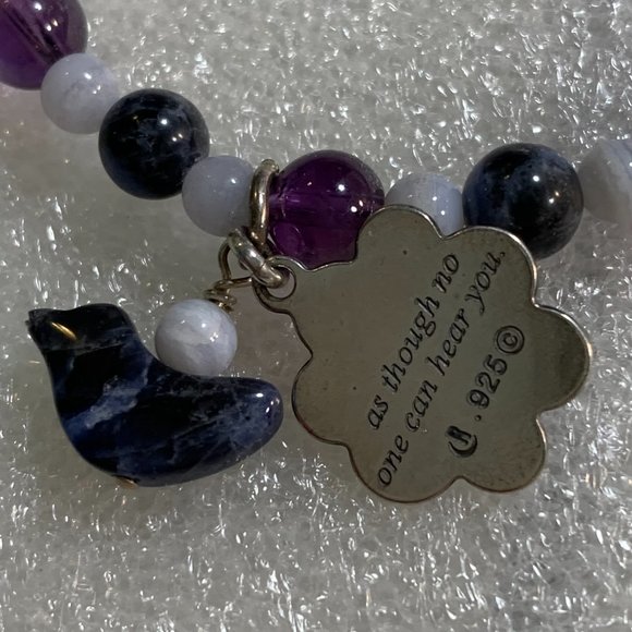 Carolyn Pollack .925 Sterling Amethyst Necklace With Sing Bird Charms. (411) - Picture 2 of 6